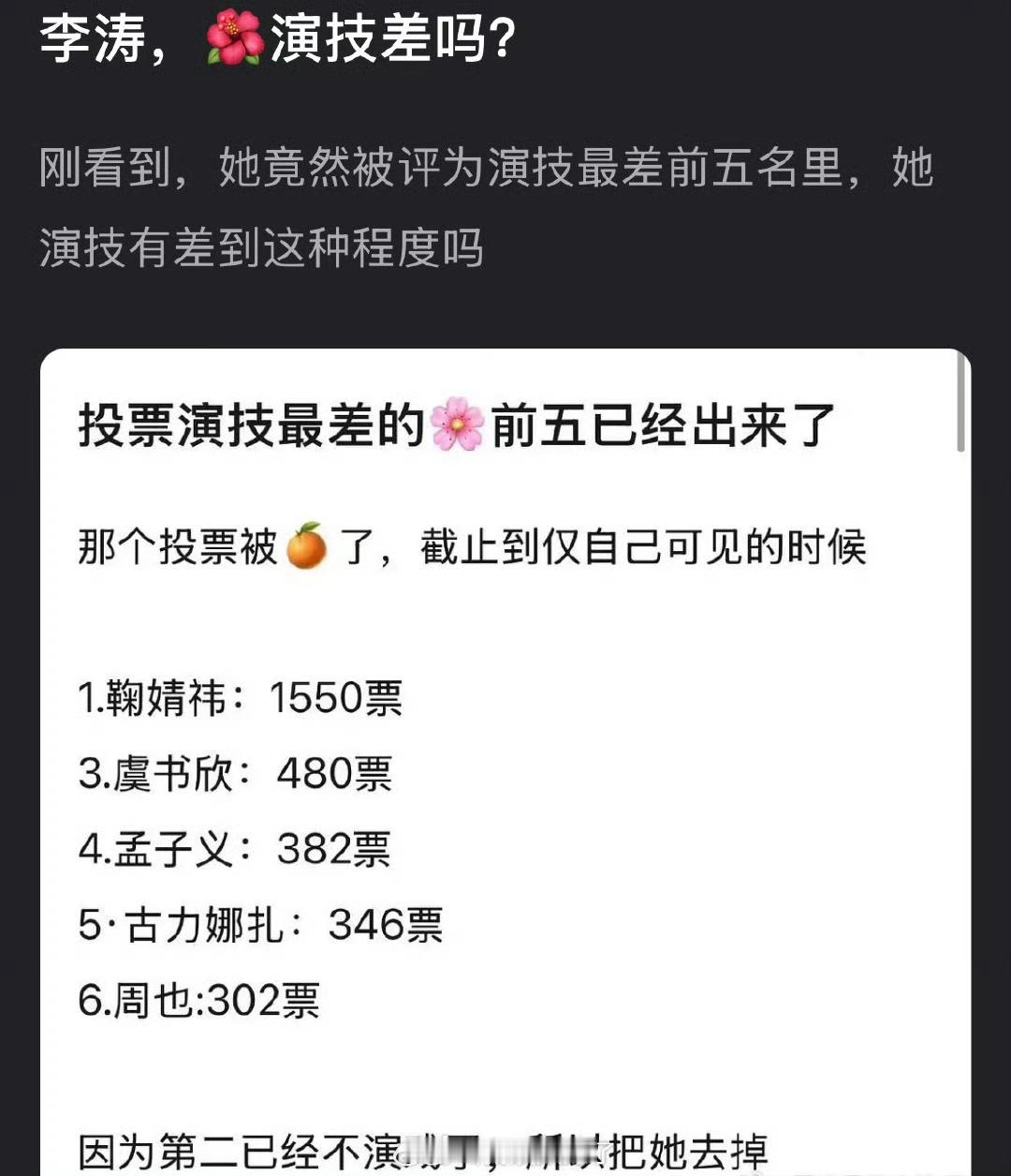 鞠婧祎、孟子义竟然被评为演技最差前三名里了，她们演技有差到这种程度吗？