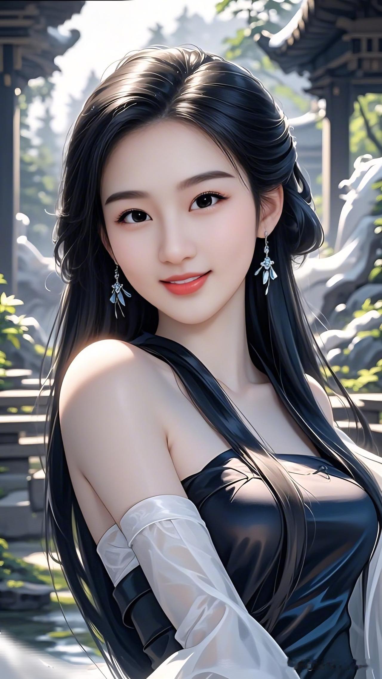 玉人如花笑，清风入画来。晒出身边的美好东方古典美人，黑发如瀑，笑靥如花，韵味十