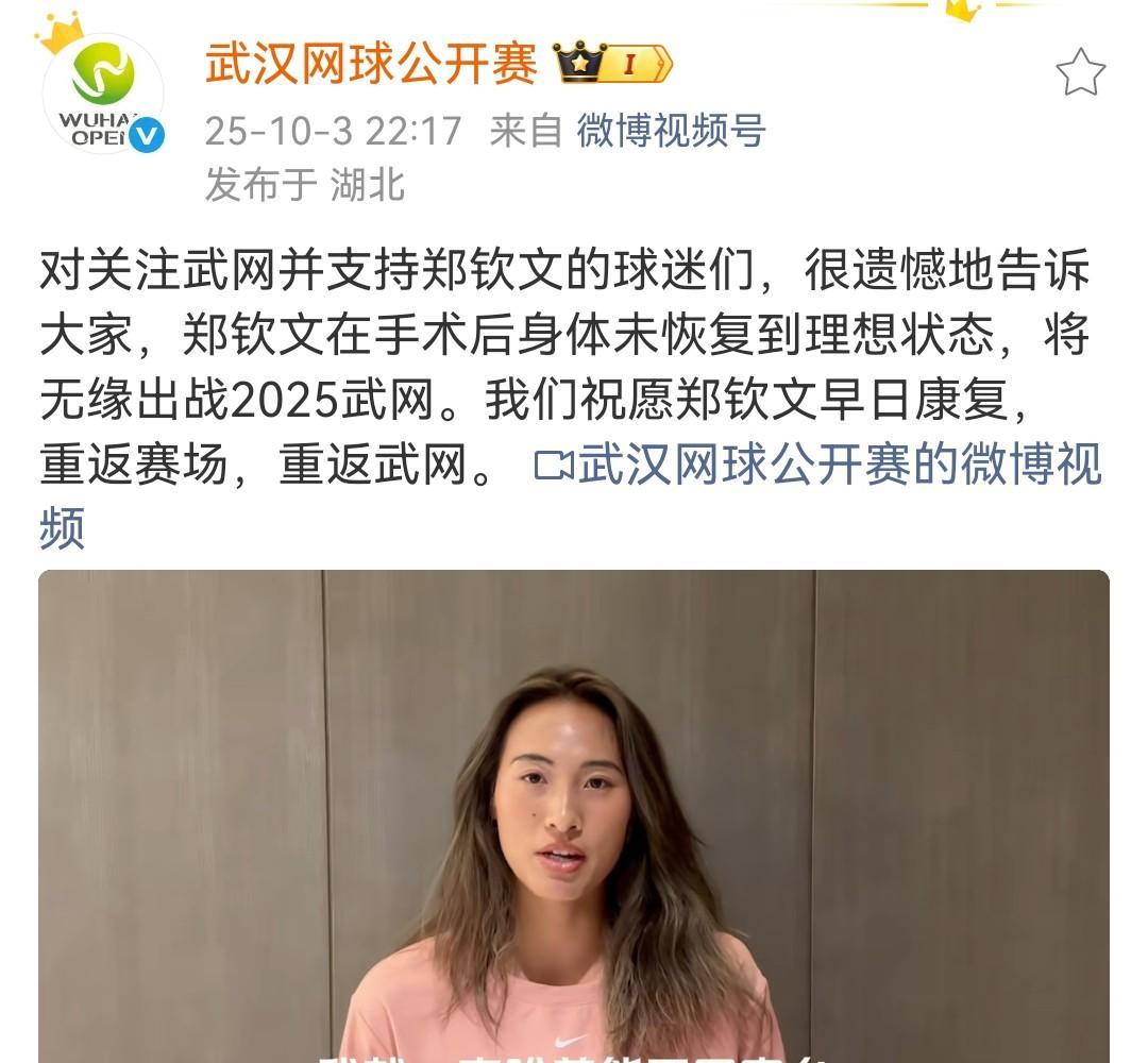 郑钦文退出武网，一个月后全运会拿下金牌或能弥补全年的遗憾郑钦文虽然回到武汉，也