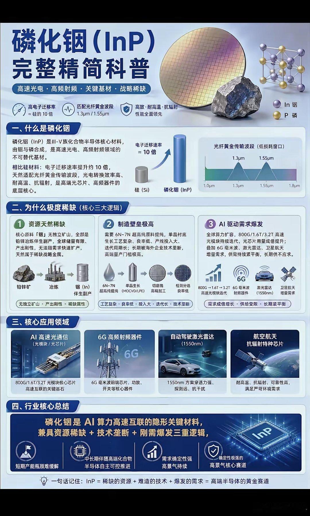 磷化铟（inP）——完整精简科普！半导体芯片的卡脖子核心材料！1.什么是磷化铟2