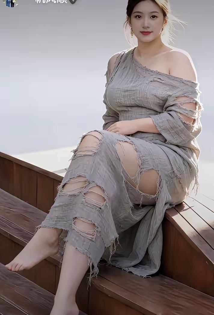 时尚女郎“衣衫褴褛”，你欣赏吗？[祈祷][玫瑰][捂脸哭]初一看，该美女确实养