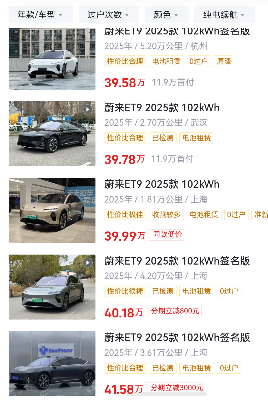 如果现在给你50万预算，你会买啥车？我瞅了瞅，蔚来ET9二手可能是我唯一的选择