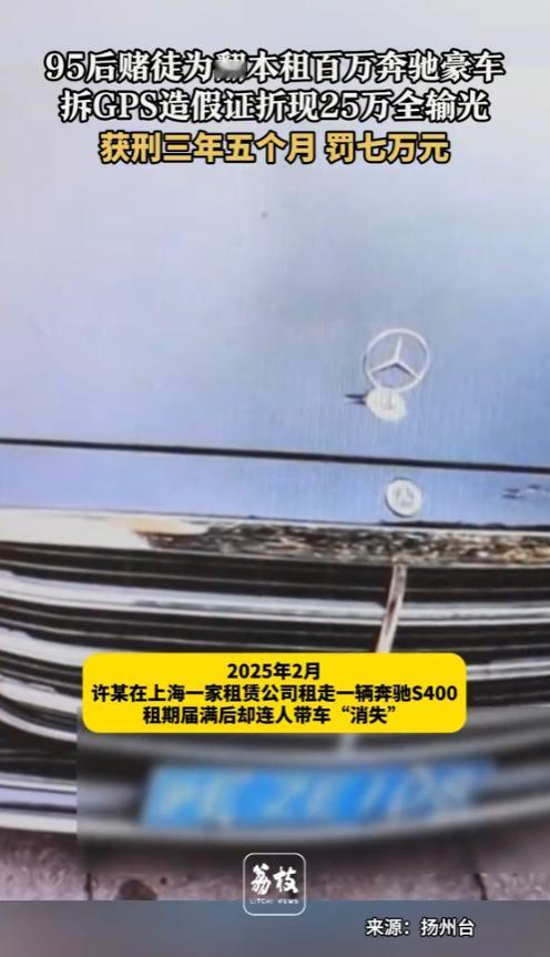 “必须严惩！”2025年，江苏扬州，一名95后男子租走一辆奔驰豪车，然而，他却将