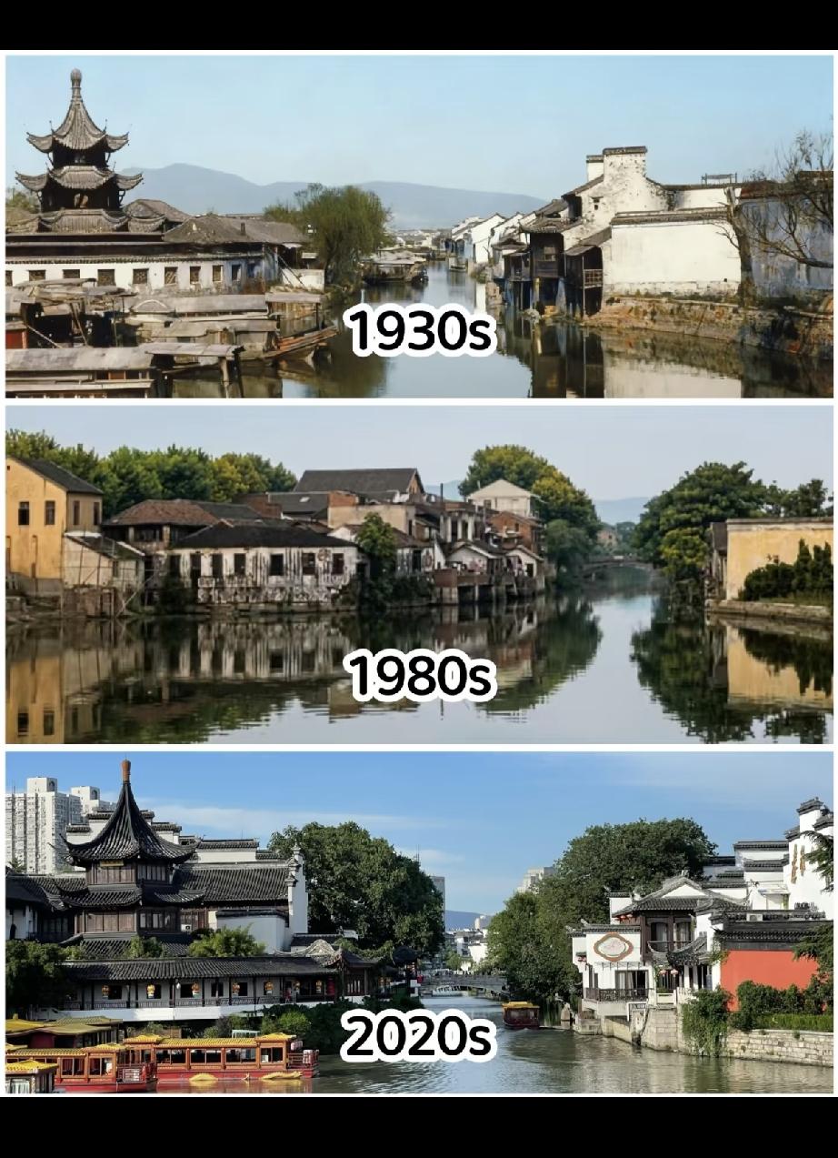 1930年的秦淮河有烟火气，就是那时真实的生活场景。景象干净疏朗，意境深远。现在