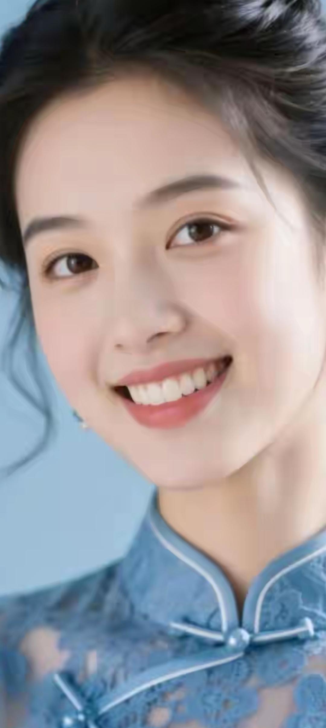 温柔笑靥，蓝衣飘逸，古风雅韵，岁月静好。