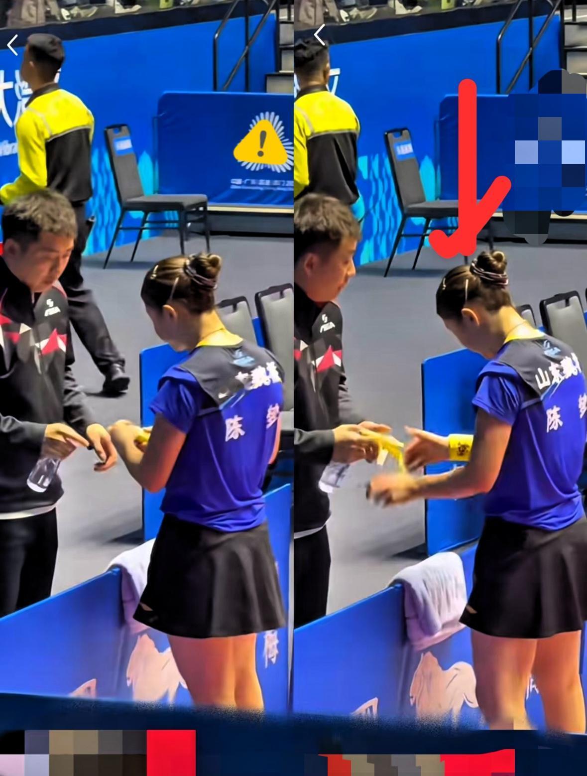 一个动作，再次证明了陈梦的人品，陈梦和蒯曼的比赛里，她吃完半根香蕉，是用双手