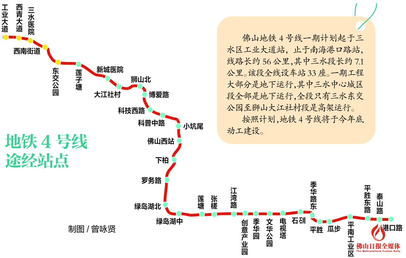 山地铁4号线将三水区一直没有地铁覆盖的空白.