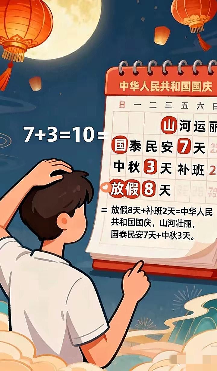 刚看到国庆中秋放假通知时，我直接怀疑自己小学算术是体育老师教的——国庆7天+
