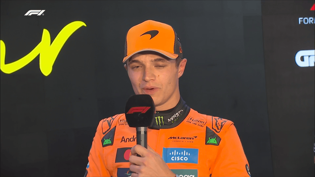 诺里斯: 不得不放弃飞行圈, 不过我没什么可抱怨的