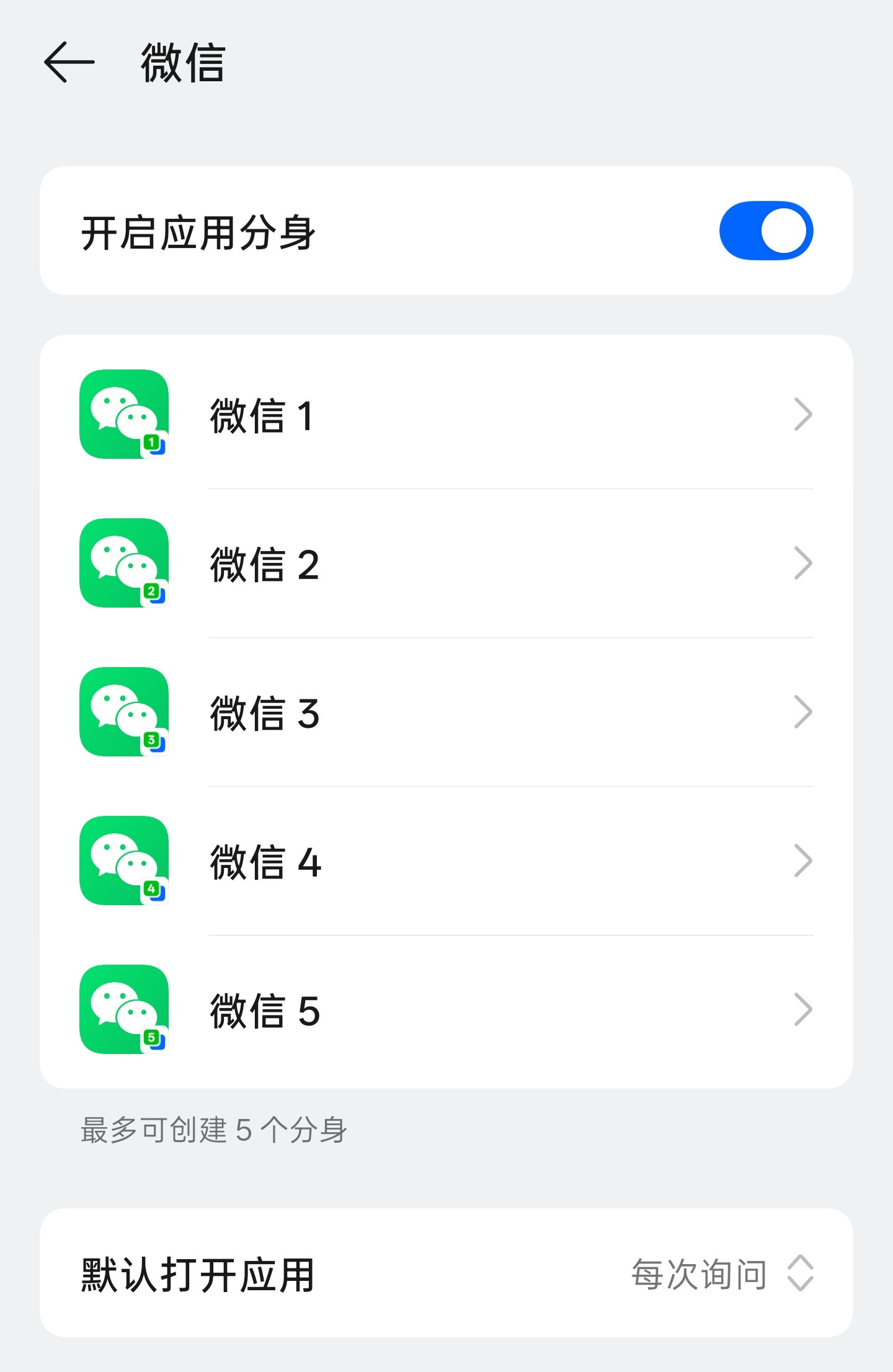 ColorOS现在可以给任何应用开5个分身了。别问，问就是我喜欢交朋友。