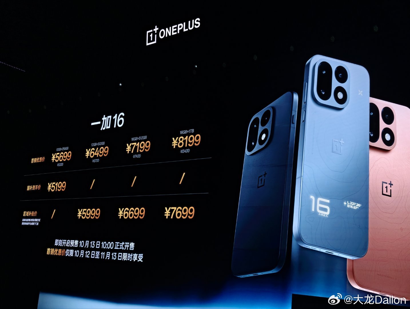 一加16价格来了，叠加补贴后5199起。​​​