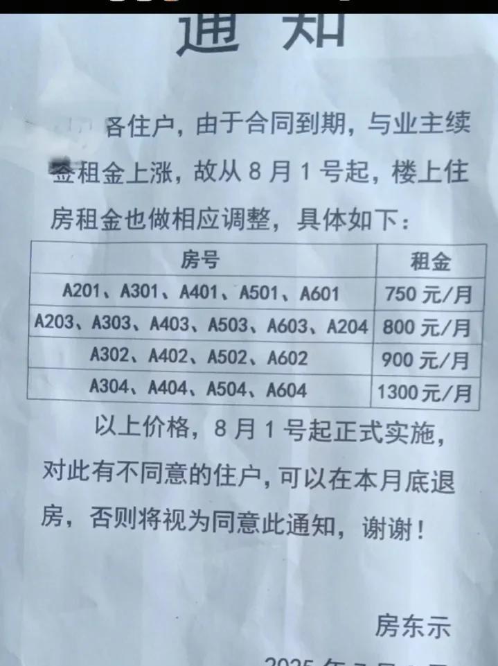 深圳一名房东8月份又涨房租，租金涨到750一1300元/月。深圳打工的人越来越少