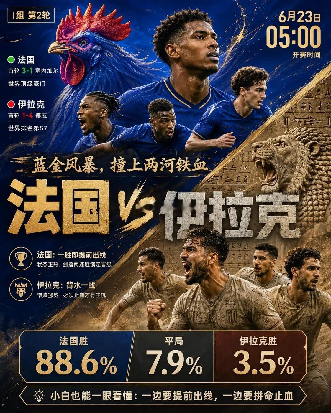 周一042：世界杯法国VS伊拉克2026.06.2305：0