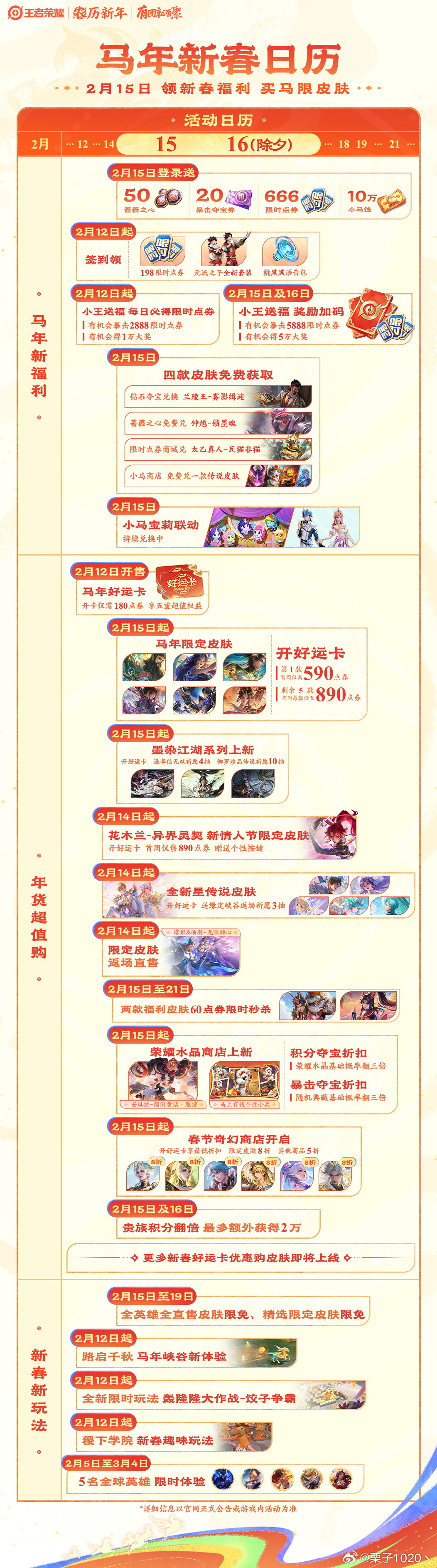 除夕福利全解锁！点券、夺宝券、小马钱登录即领，六款马年限定同步上线，好运拉满，快