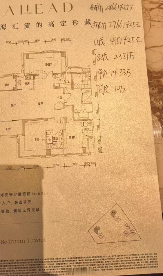 今天前海客户刚买，桂湾的海晏府，193平总价2766万。单价14.3万，首付4