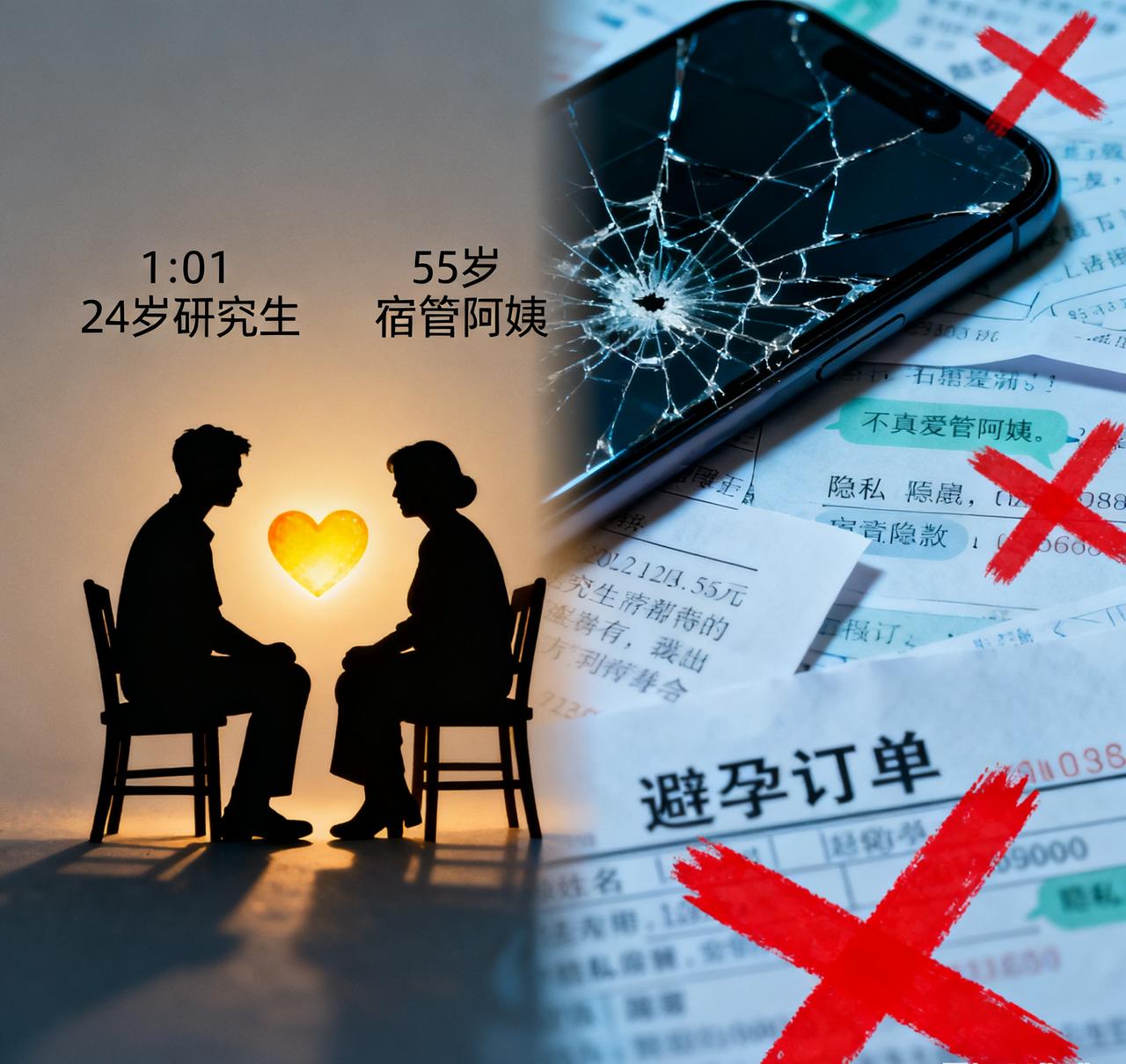 24岁研究生跟55岁宿管阿姨谈恋爱，私密照片、聊天记录全被扒出来，连避孕用品订单