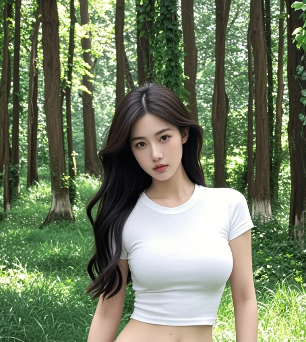 藤蔓垂落如帘，森林女神勾勒朦胧曲线