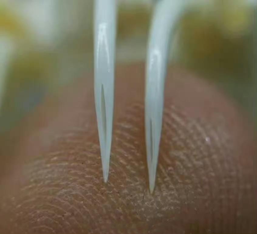 五步蛇的毒牙vs注射器的针头。图三，五步蛇的毒牙骨骼标本。😦