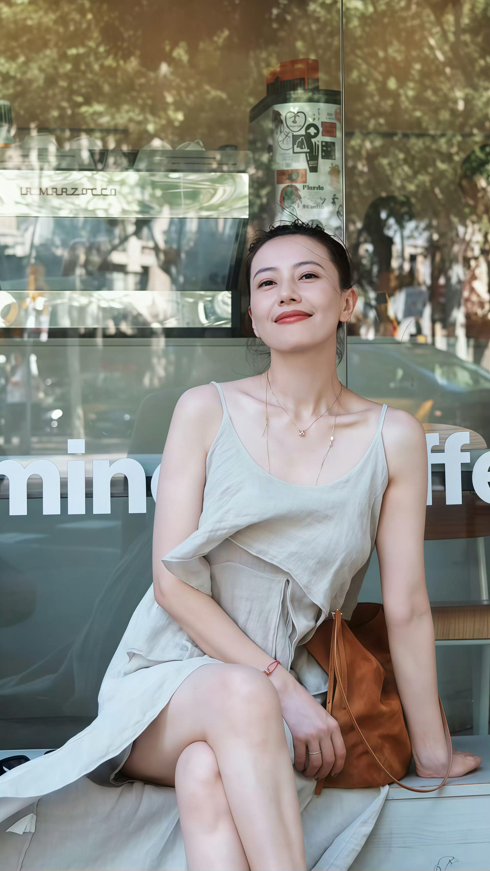 高圆圆的腿穿丝袜了吗？性感吗？高圆圆牛仔裤穿搭惊艳，气场一米八！双腿魅...