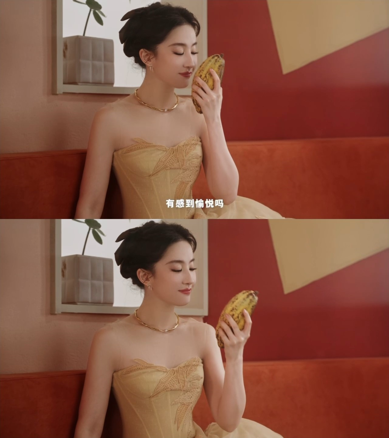 刘亦菲传递愉悦的新方式谁被刘亦菲新短片造型惊艳到！裸色刺绣轻纱裙温柔又精致，刺