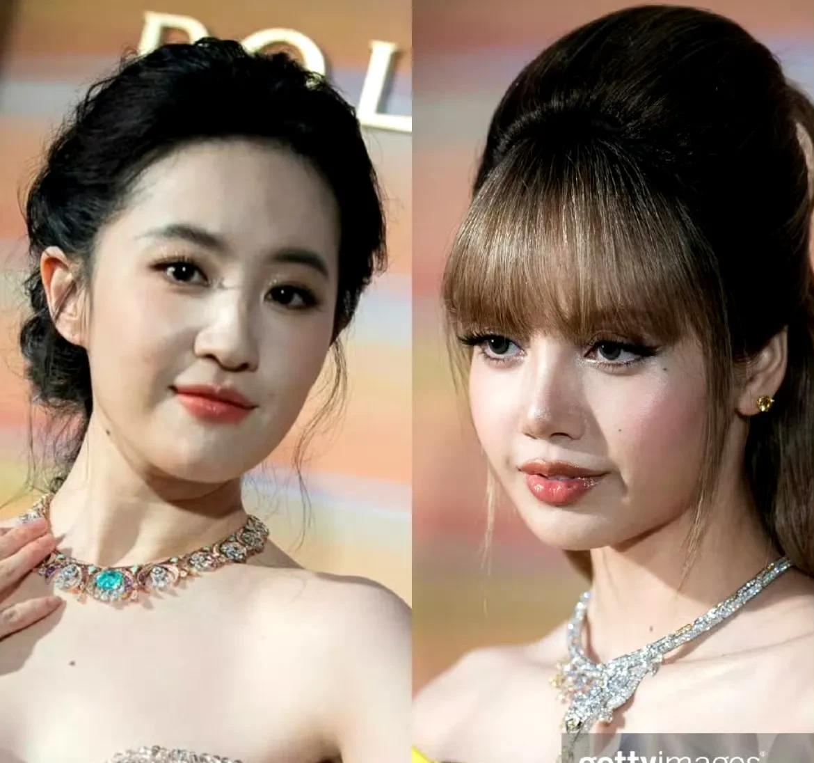 刘亦菲、Lisa宝格丽晚宴生图来了，两位状态怎么样？刘亦菲，高贵冷艳。她看起来
