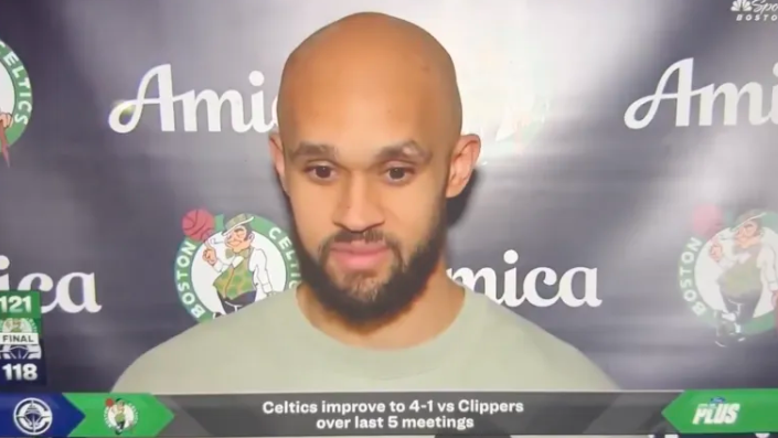 NBA常规赛，凯尔特人121-118击败快船。赛后凯尔特人球员德里克-怀特接受