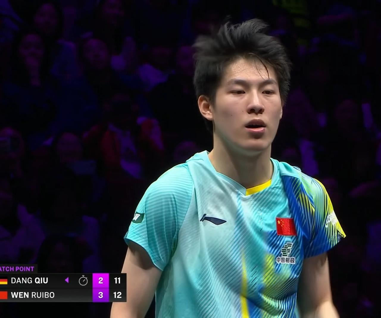 第六局温瑞博的三个赛点，终于拿下邱党，也可以说重庆冠军赛第二个爆冷就出现。温瑞