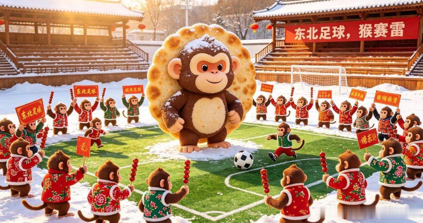 搞笑别人球赛开幕式明星登场，东北超开幕式雪饼猴带400只小猴燃爆东北超。裁判当场