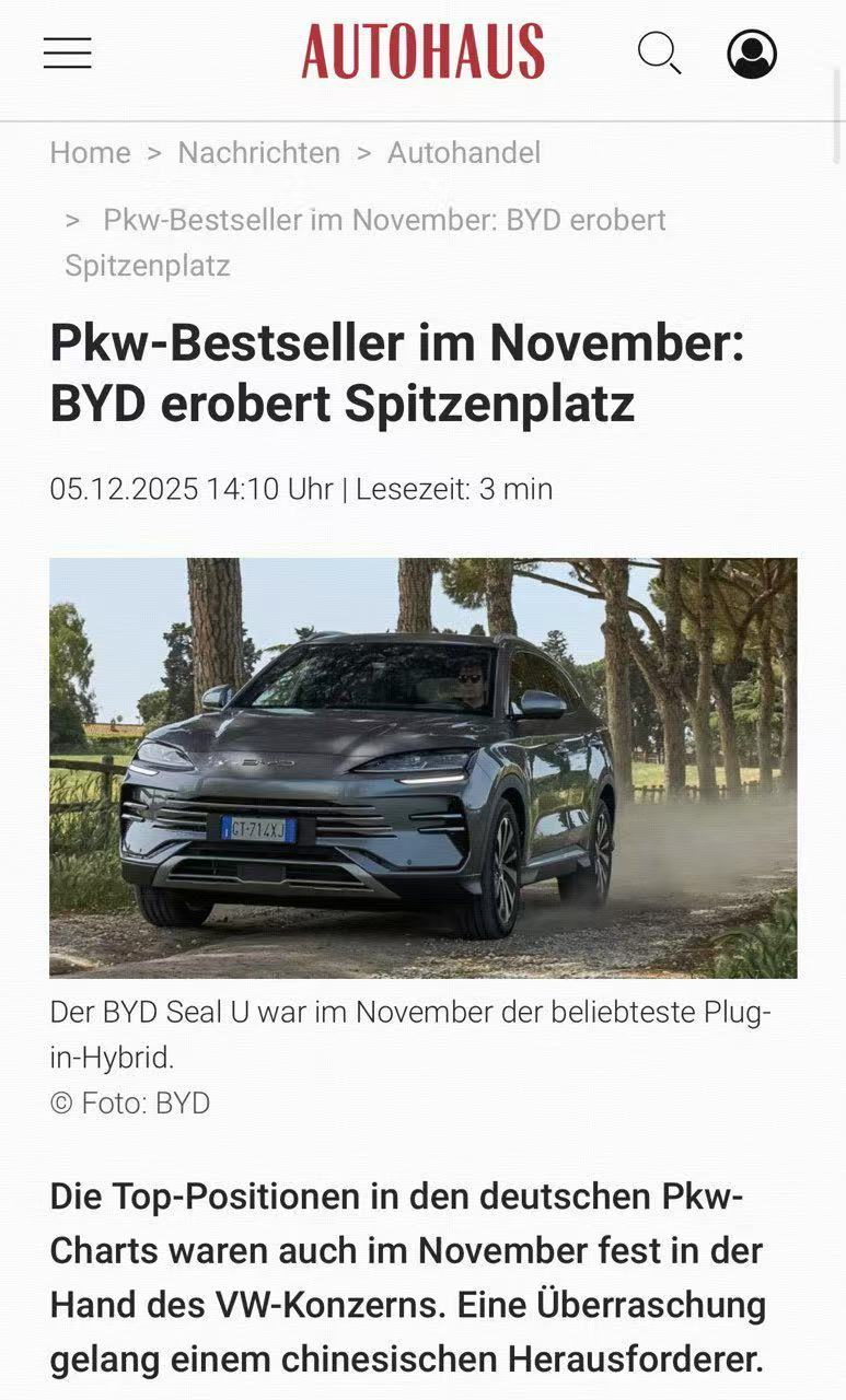 太牛了！比亚迪在德国卖爆，中国车出海赚疯了