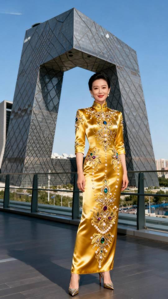 下面是大型晚会女主持人的金色晚礼服，您认为那套好看？央视主持人礼服高端主持人礼