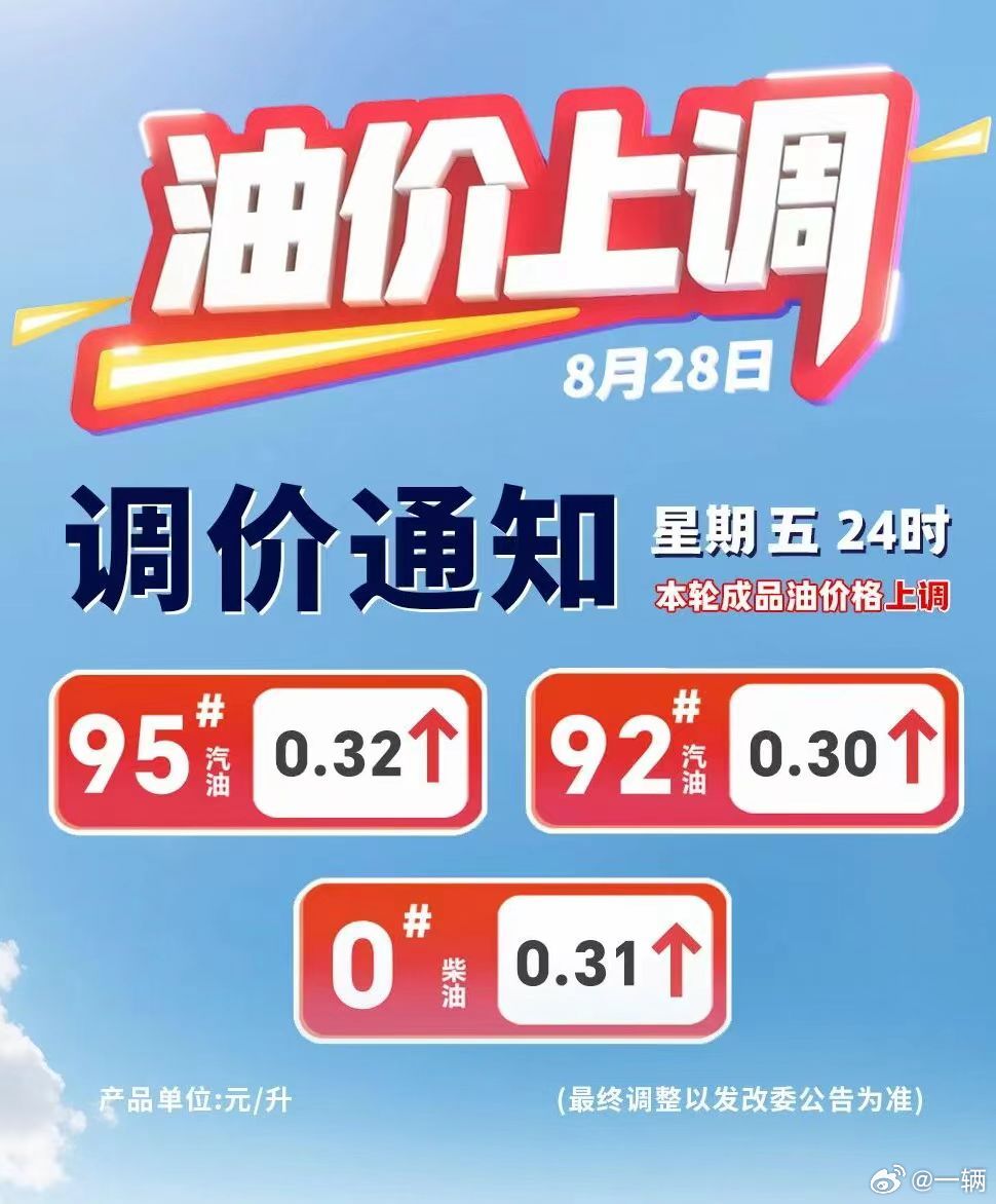 今晚油价又要📈涨不少了大家今天晚上12点前记得去加满油～​​​
