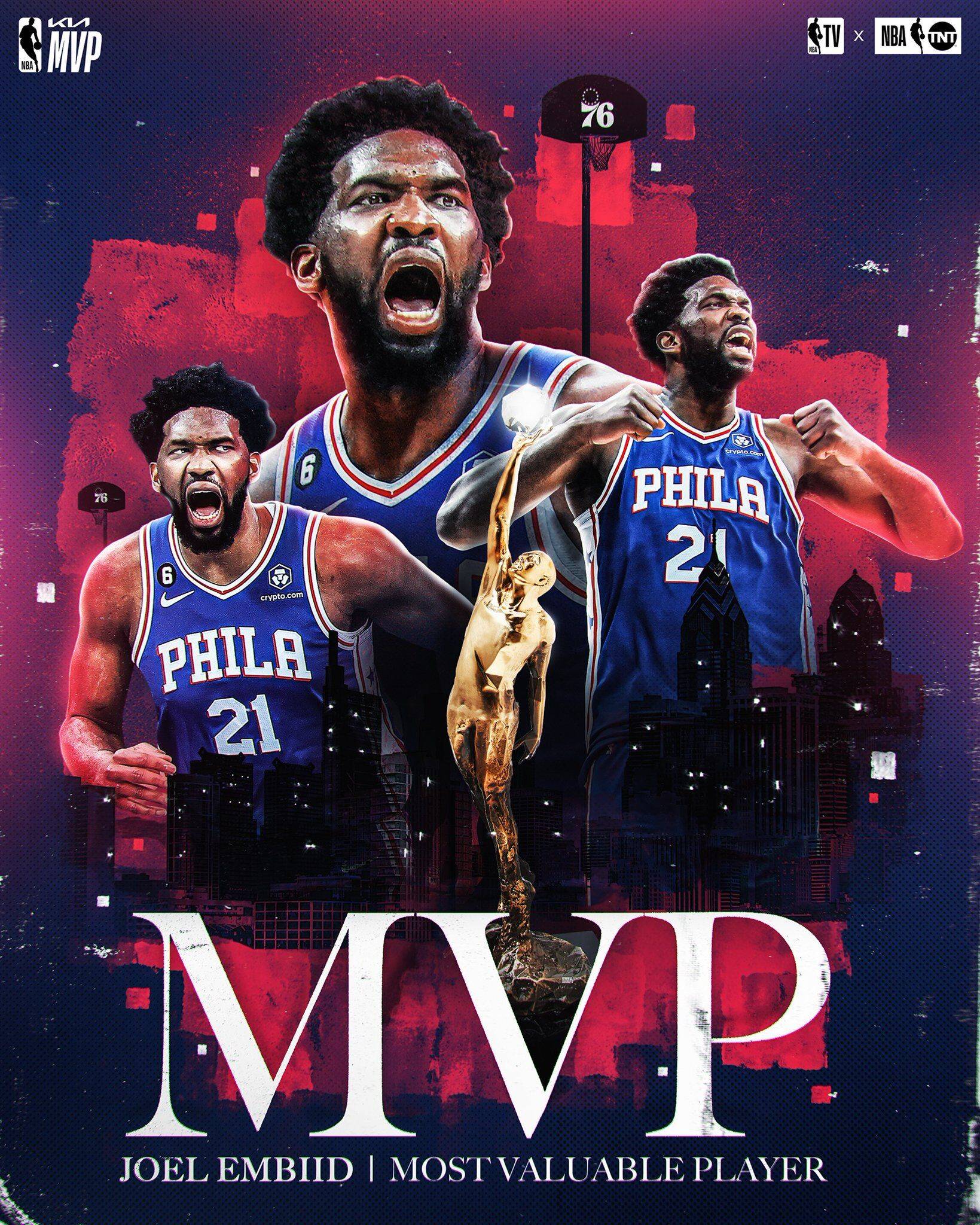 NBA官方:<em>乔尔</em>-<em>恩比德</em>当选2022-23赛季常规赛MVP