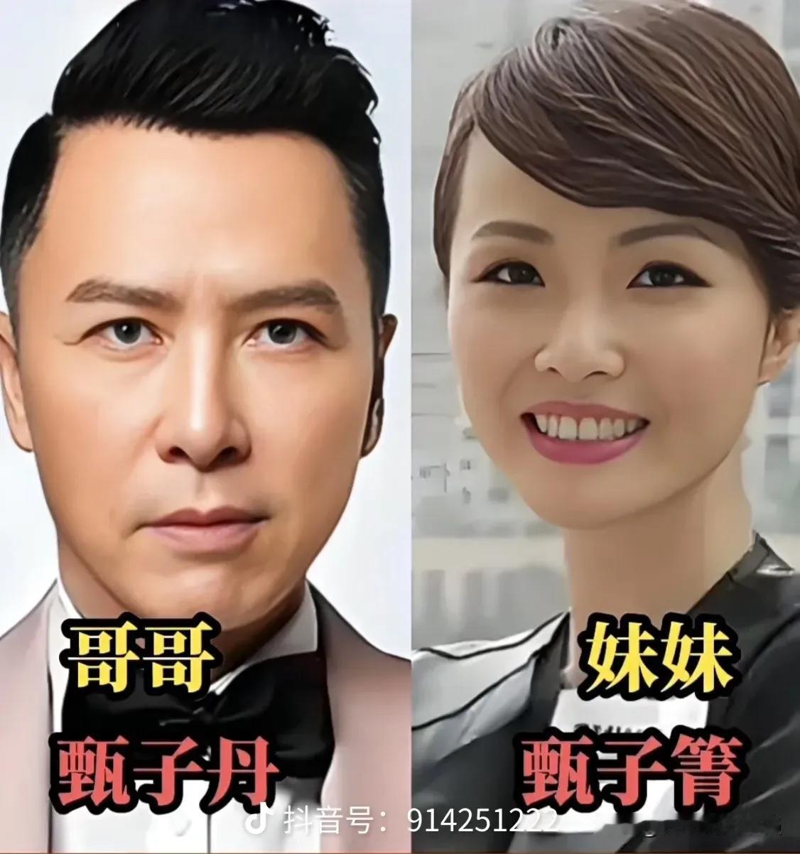 娱乐圈中哥哥和妹妹甄子丹一家均为武林高手，母亲是国际武术家及太极协会创始人，妹