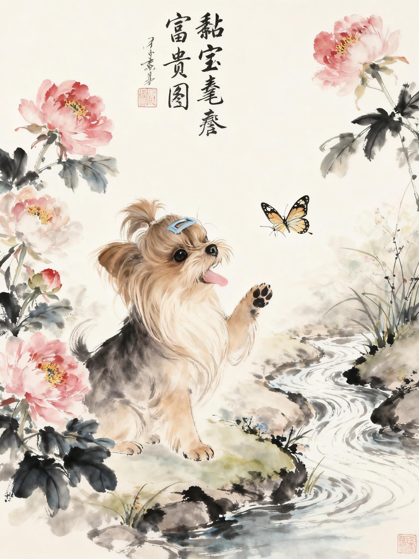 约克夏戏蝴蝶🦋。