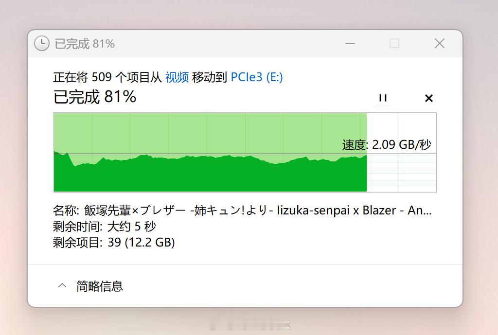 卧槽，惊呆了，传输速度超过2G/s不敢想如果全换成PCIe5得多快
