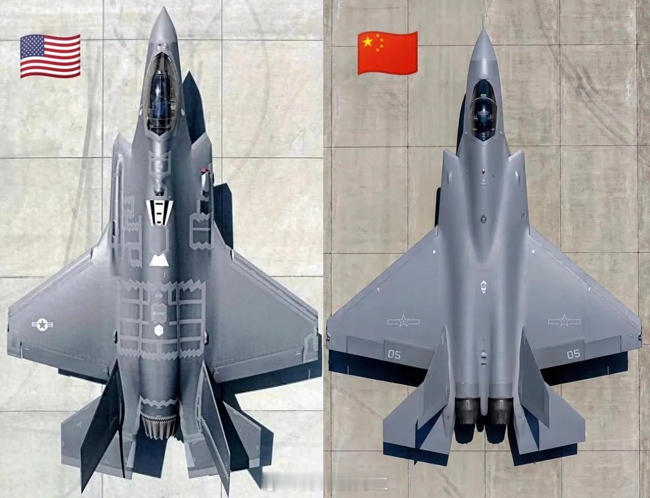 最新中美五代隐身战机高清俯视图！