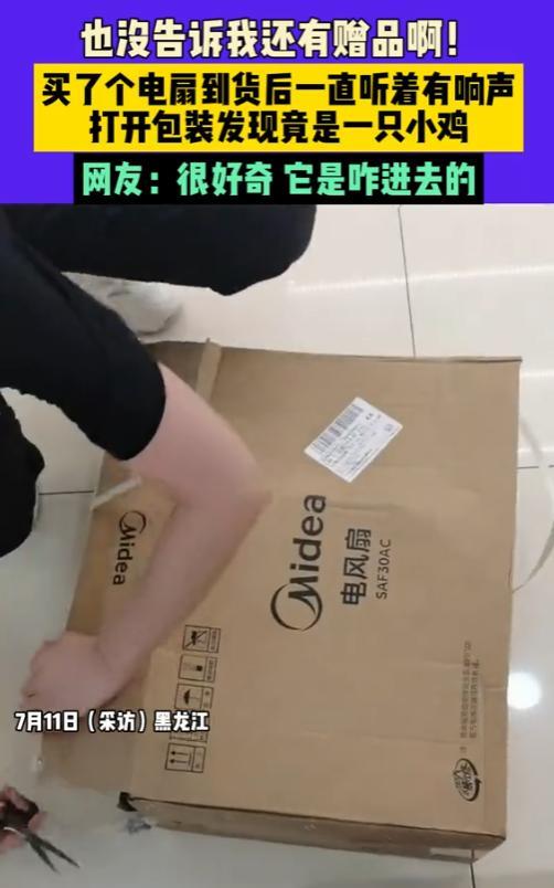 “这下赚到了！”7月10日，黑龙江，一男子在网上买了一个电风扇，没想到，收到货后