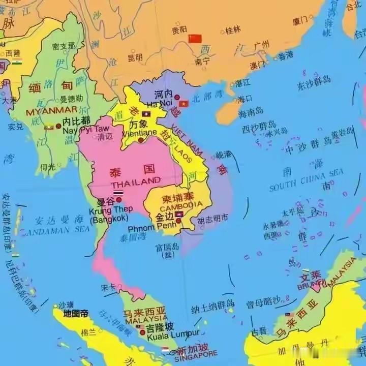 中南半岛如果成为一个统一的国家，那么对于我们来说威胁太大了。中国南边的半岛，俗