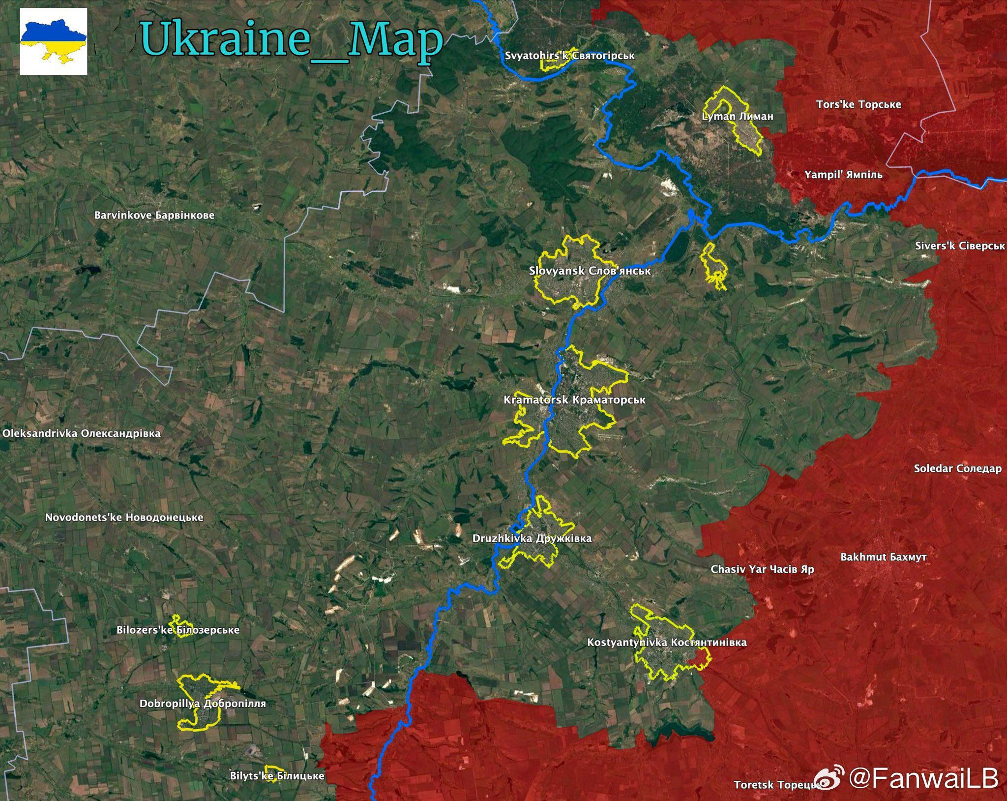 目前，乌军还控制着顿涅茨克的10座城市，战前人口约50万。两条大的河流、10座城