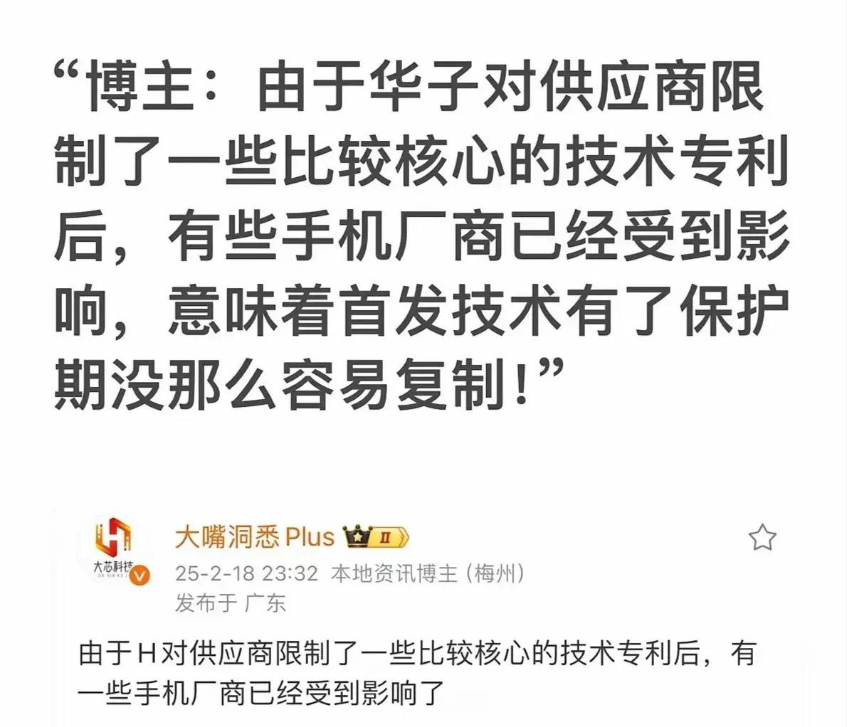 华为你别限制技术专利啊，你这样友商还怎么进步？怎么联合研发？你这种一枝独秀的行为