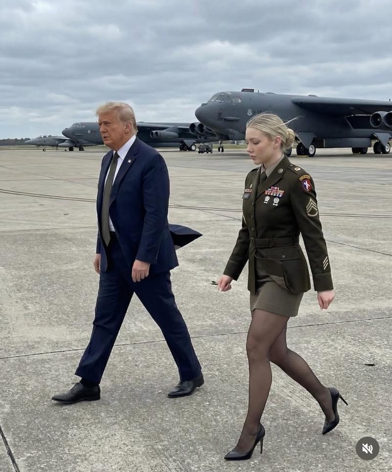 特朗普在女秘书陪同下回到他忠诚的花生屯