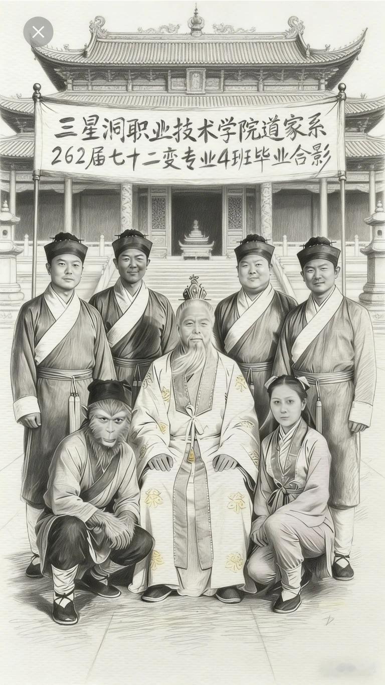 悟空终于有了一张毕业照。明显图片是后人伪造的，首先猴子是肆业然后1