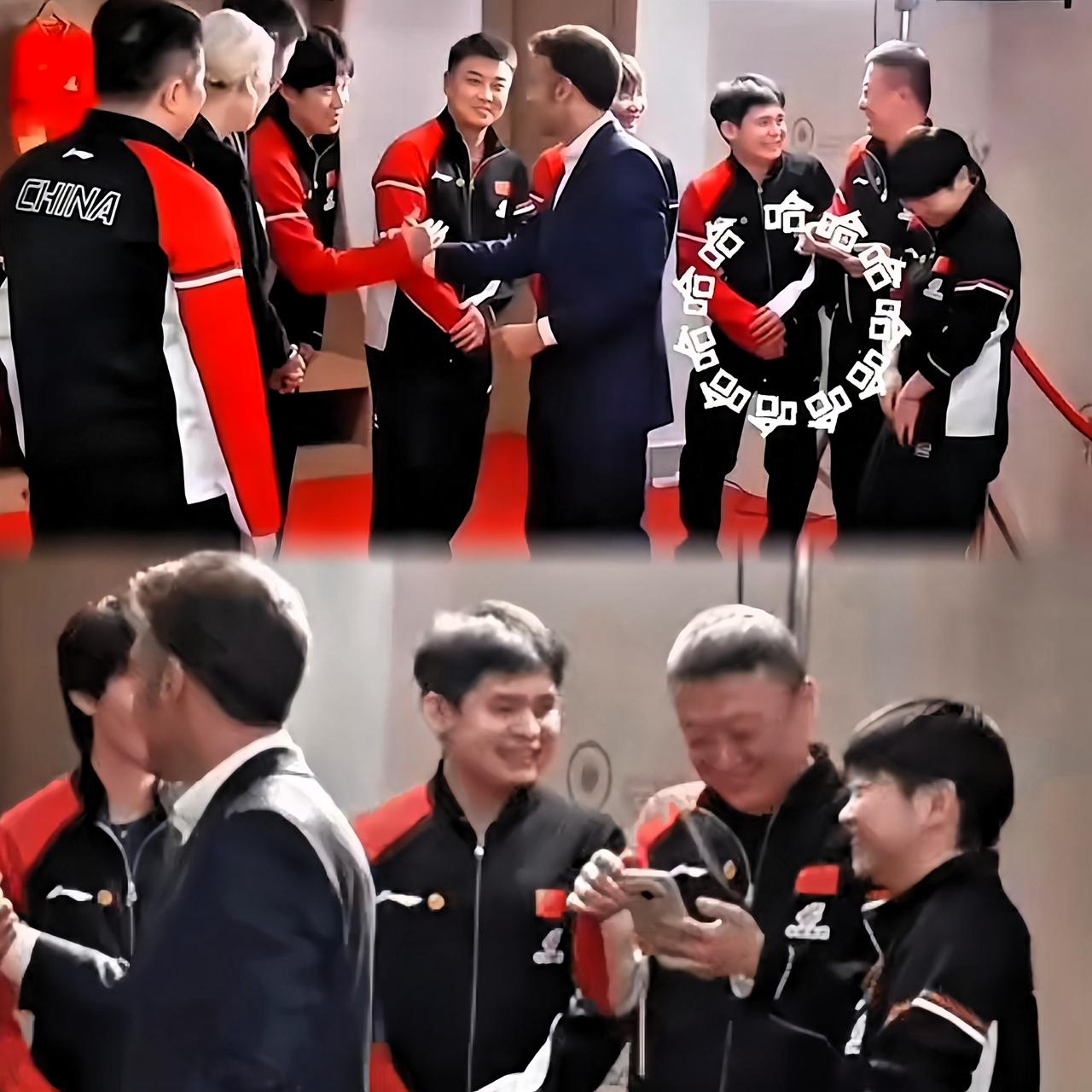 这张照片抓拍得也太绝了吧！马琳教练手机里到底藏了什么宝贝，看把圆脸姐弟给乐