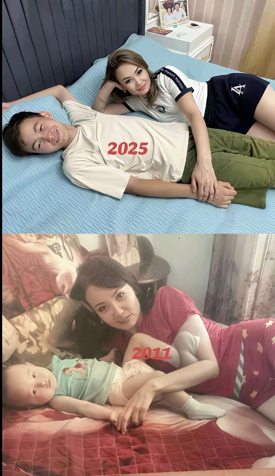 惊呆了，十几年，儿子是长大了，妈妈是越来越年轻了