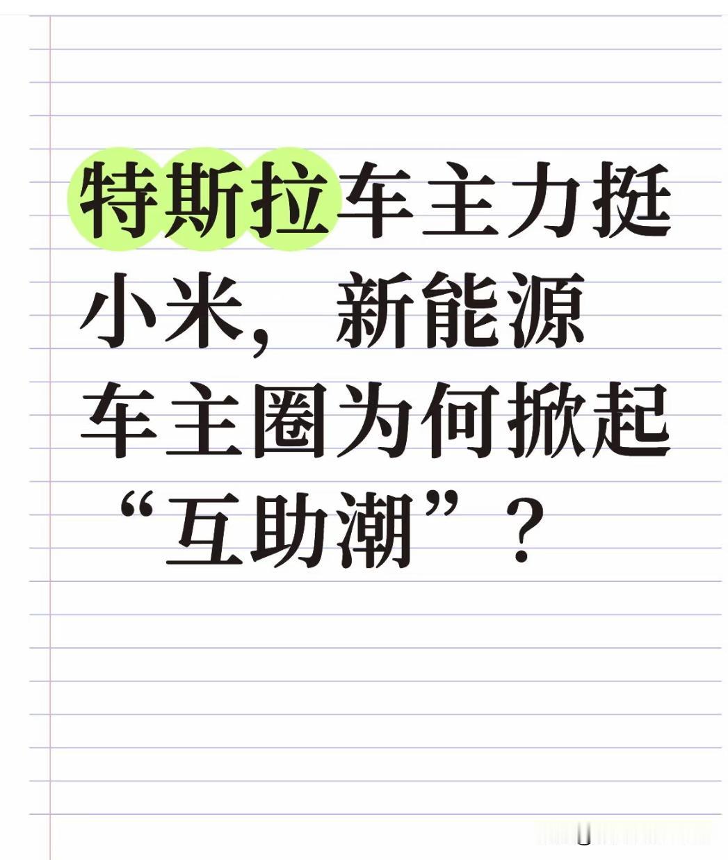 特斯拉挺小米，新能源车主为何互助？刷到“特斯拉车主力挺小米”的热搜，——不仅特