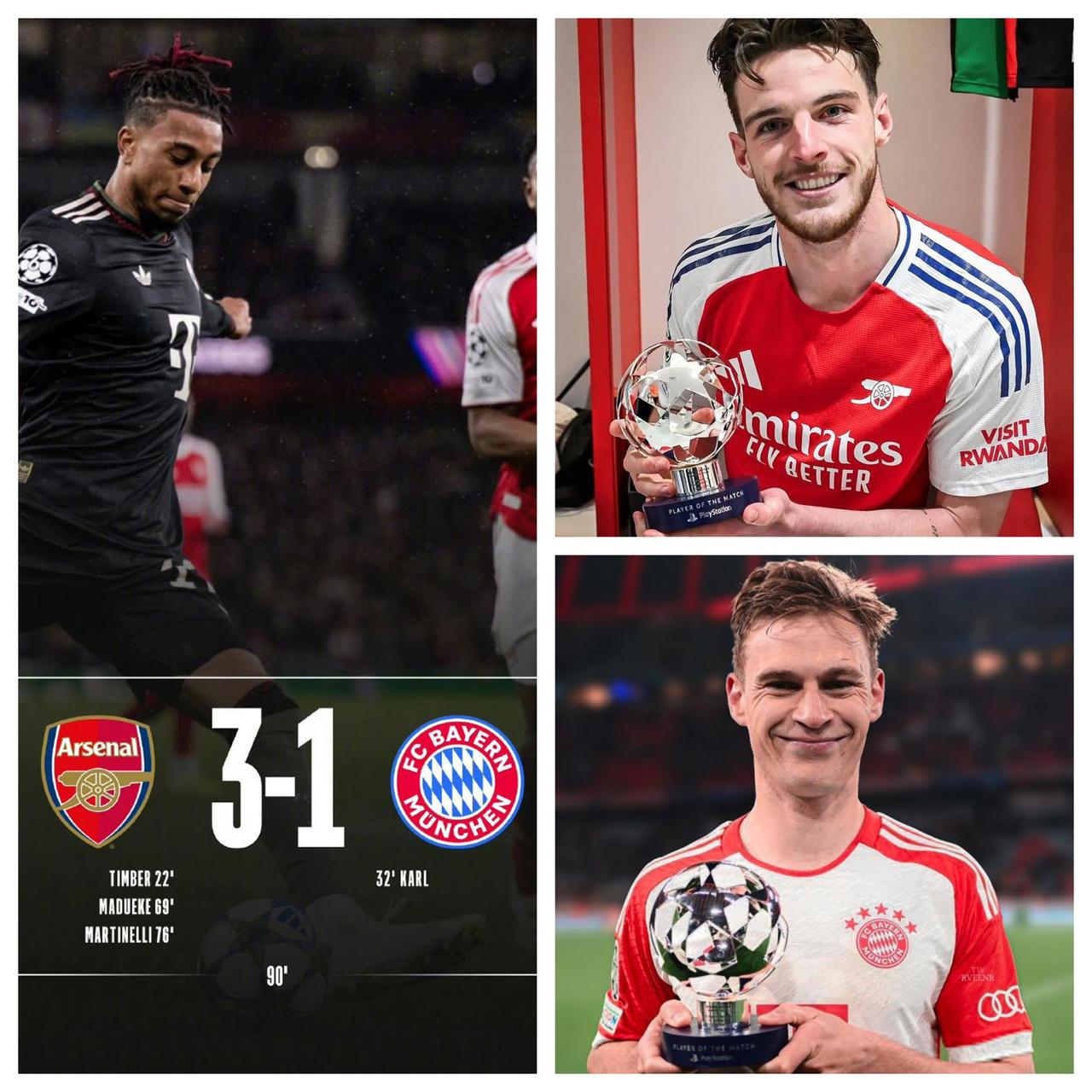 这场拜仁和阿森纳的差距就是鸡哥和赖斯的差距，这中后场直接差了一个档次。拜仁中后