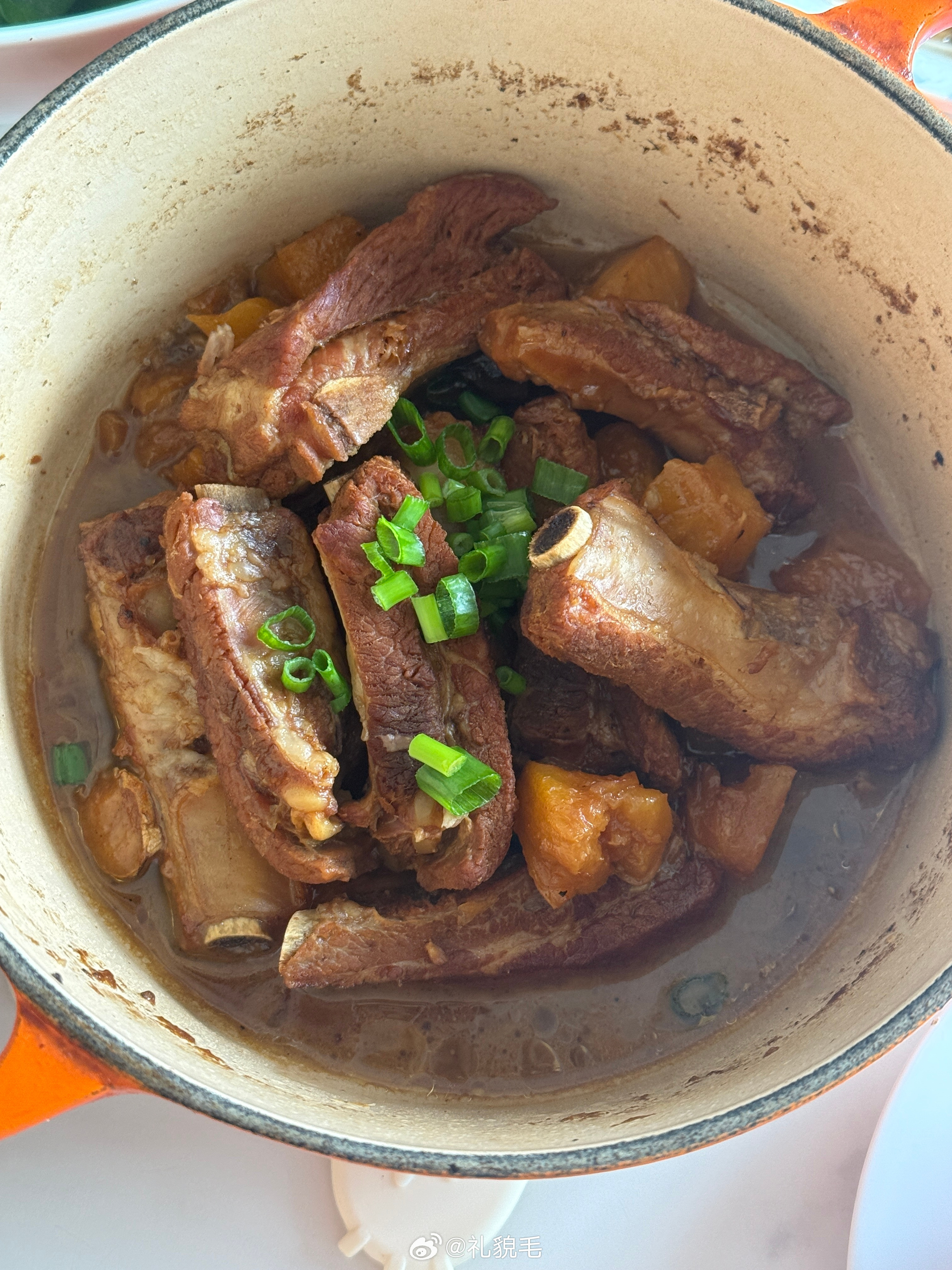 吃饭了，今天阿姨用芒果凤梨炖排骨，我很心痛，因为放了小半个凤梨炖烂了捞出去扔了。