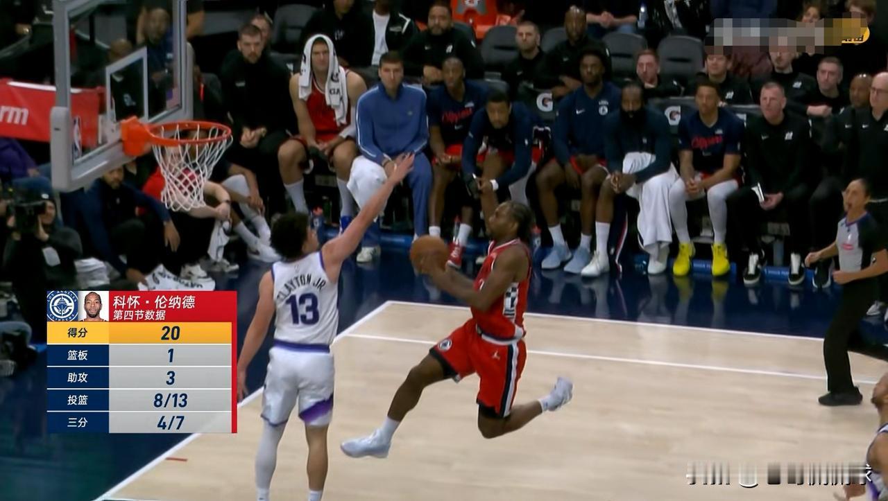 快船当家球星伦纳德真是死神附体，他狂轰45分带队豪取六连胜！今天快船在主场凭借着