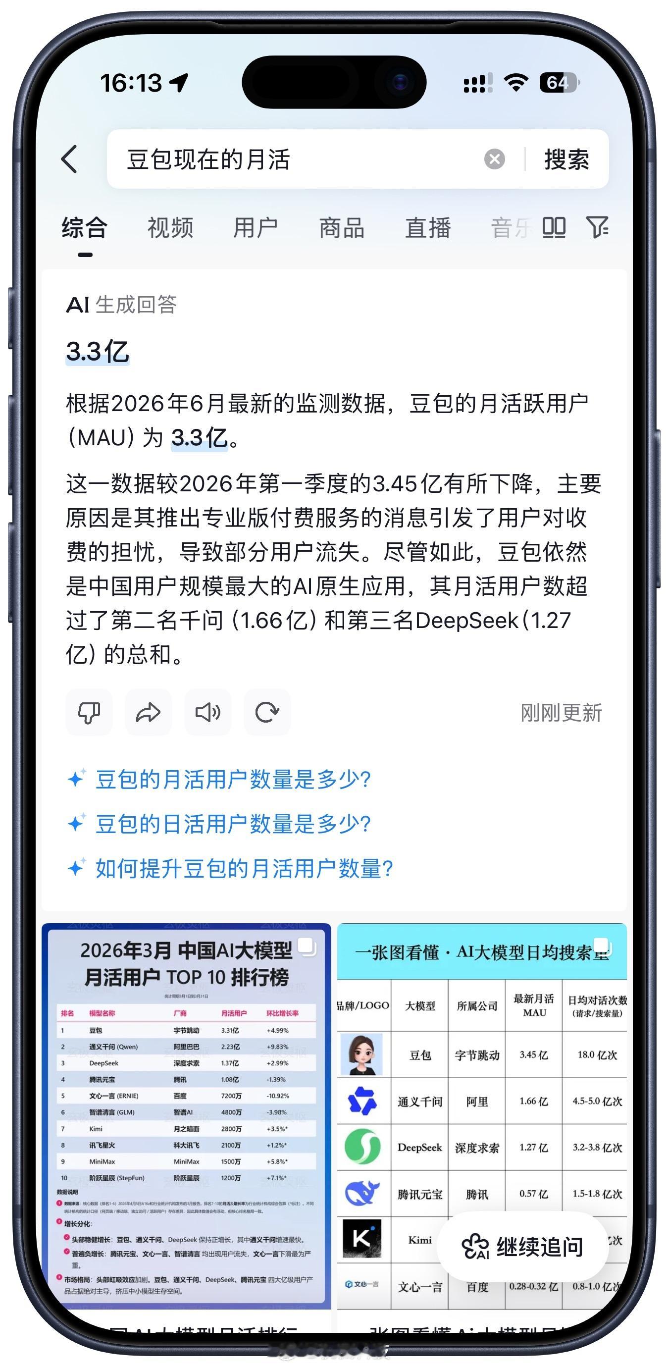 一季度3.45亿的月活基数，算下来降幅才1.8%左右，流失的大多是本...