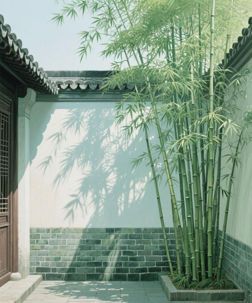 #AI妙生图#青砖黛瓦间，竹影摇曳。在这静谧小院，时光似有了另一种节奏，沉淀着岁